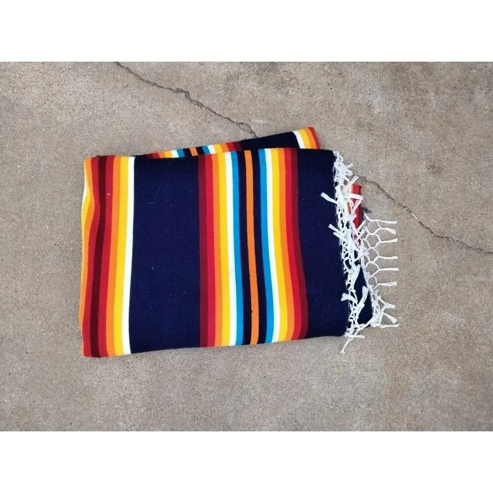 Vintage Mexican Serape Saltillo Blanket Woven Southwest 57